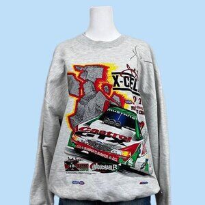 gray multicolor y2k racing sweatshirt -